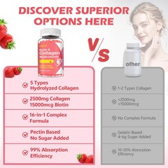 Sijigood 2 Pack Multi Collagen Peptides Gummies For Women Men Ultra Hydrolyzed