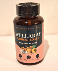Wellaray Turmeric + Probiotic Supplement Capsules 90 Count 07/26 New Sealed