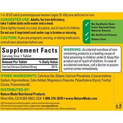 Nature Made Iron 65mg 365 Tablets Ferrous Sulfate Dietary Supplement