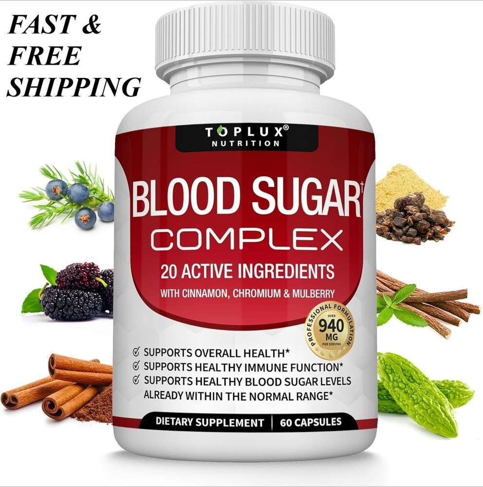 Toplux Top-Quality Blood Sugar Complex Supplement Supports Healthy Sugar Level