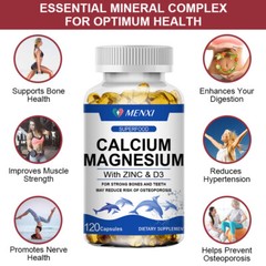 Complemento de Calcio, Magnesio, Zinc y Vitamina D | 60 Comprimidos Vegetariano