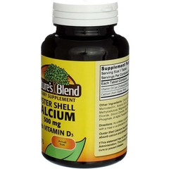 Nature’s Blend Oyster Shell Calcium + Vitamin D3 Tablets, 500 mg, 200 Ct