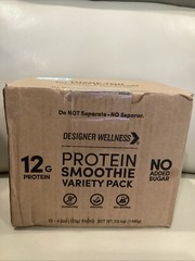 Designer Wellness Protein Smoothie Variety Pack – 12g Protein, Low Carb, 12 CT