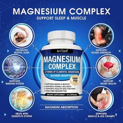 complex Magnesium 1-3PCS supplement: 1000mg of 8-element magnesium, 270 capsules