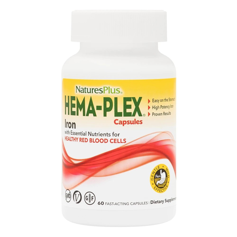 NaturesPlus Hema-Plex Iron – 60 Fast-Acting Capsules – 3 60 Count (Pack of 3)