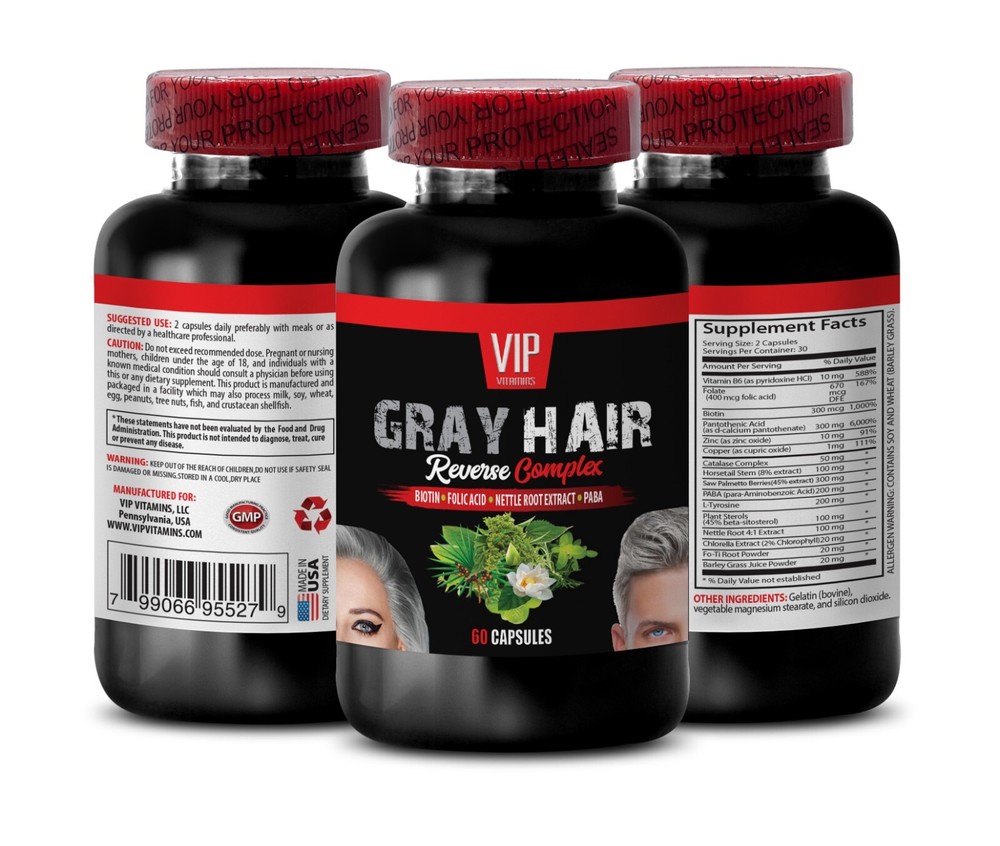 Biotin and Chlorella Infused Formula: GRAY HAIR REVERSE Complex – 1 B: 60 Caps