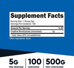 Nutricost Creatine Monohydrate Micronized Powder 500G, 5000mg Per Serv (5g)