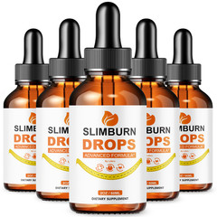 (5 Pack) SlimBurn Drops For Weight Loss, Slim Burn Liquid Supplement Fat Burner