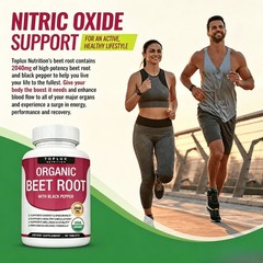 Toplux Organic Beet Root 2040mg – Nitric Oxide Support, Black Pepper, 90 Tablets