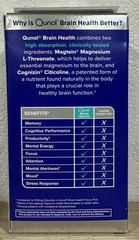 Qunol Brain Health Memory Plus, Magnesium L-Threonate & Citicoline 60 Exp 02/27+