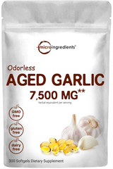 Micro Ingredients Odorless Garlic 7500mg, 300 Softgels Grown Allium Sativum Bulb