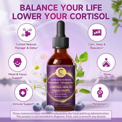 Cortisol Supplements Stress & Mood Support Drops with Magnesium Ashwagandha