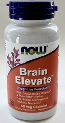 NOW Brain Elevate Cognitive Function Vegan Non-GMO 60 Veg Caps EXP 03/2026