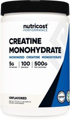 Nutricost Pure Creatine Monohydrate Powder 500g Micronized Unflavored Workout