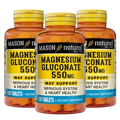 Magnesium Gluconate 550 mg 100 Tablets Pack of 3 Heart and Nervous Support