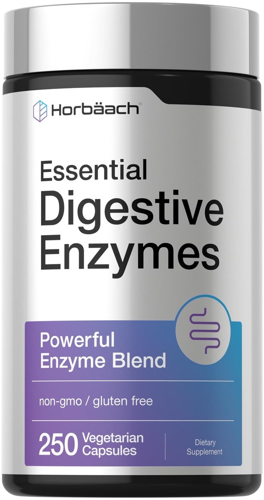 Horbäach Essential Digestive Enzymes | 250 Capsules | 250 Count (Pack of 1)