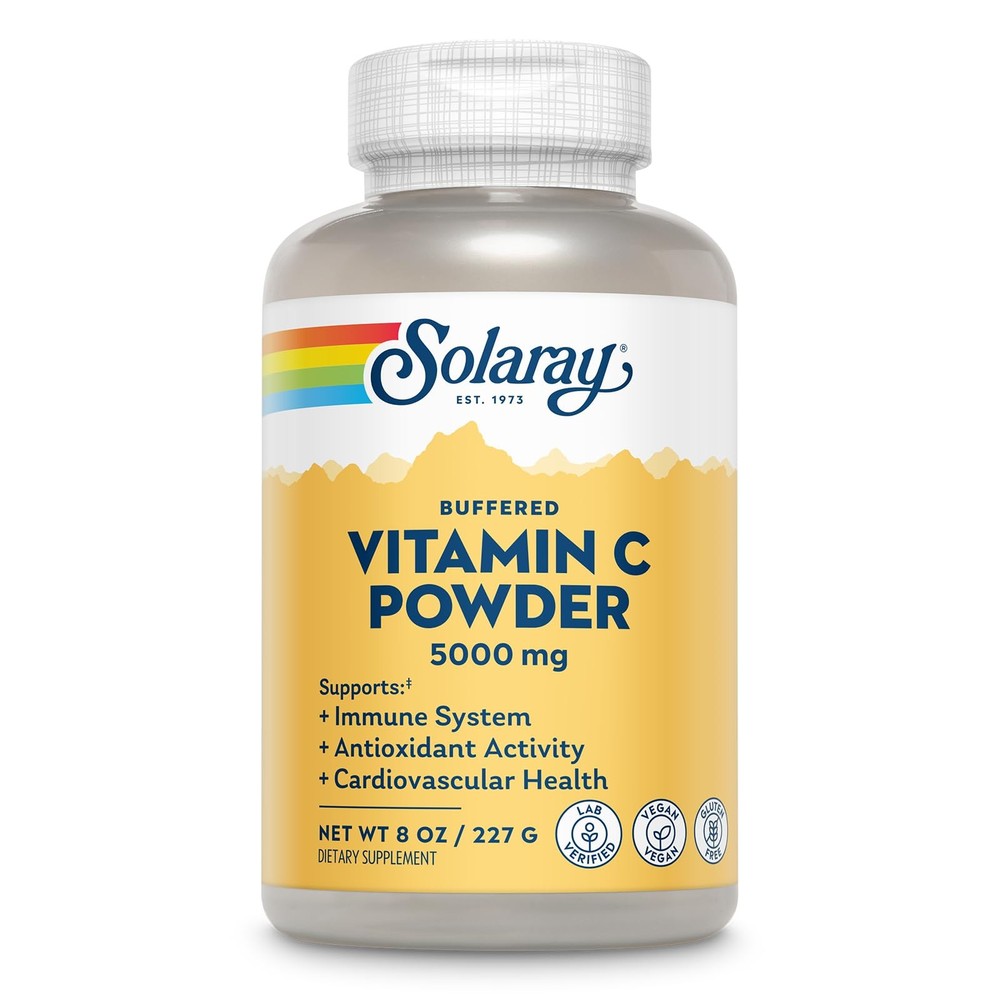 Solaray Vitamin C Ascorbic Acid Powder 5000mg – 8 Ounce (Pack of 1), No Color