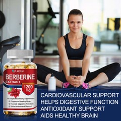 60PCS Blood Sugar Support Supplement 1200mg Berberine Cinnamon Extract Strength