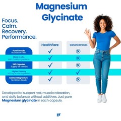 HealthFare Magnesium Glycinate 500mg | 240 Veg Capsules | High-Absorption