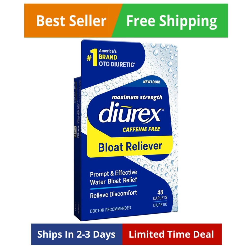 Water Pills Diuretic Bloat Relief Weight Loss Caffeine Free Max 48 Pack