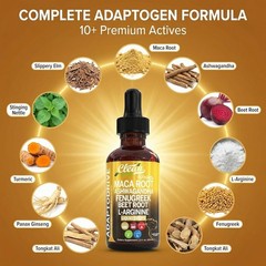Clean Nutra Organic Maca Root Liquid Drops with Ashwagandha,Fenugreek, Beet Root