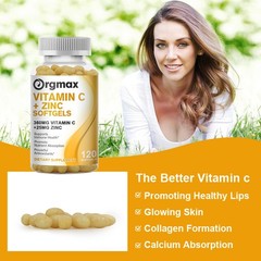 120 Capsules Vitamin C & Zinc Capsules 1000mg Complex Supplement Vegetarian