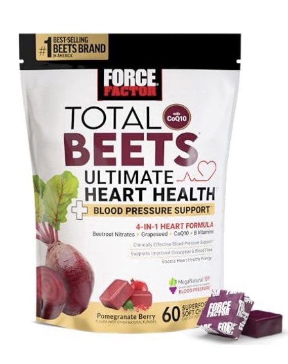Force Factor Total Beets Heart Health Chews Pomegranate Berry 60, Non-GMO