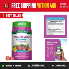 Nature’s Truth Magnesium Gummies 250mg | Vegan, Non-GMO, 60 Count