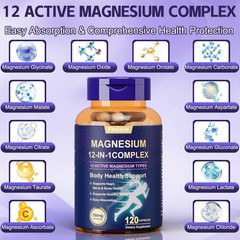 Fmlave Magnesium 12 in 1 Complex 700mg – Glycinate Citrate Malate Taurate 120pcs