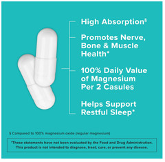 Qunol Magnesium Capsules 420mg, 100% DV, High Absorption Magnesium Supplement, E