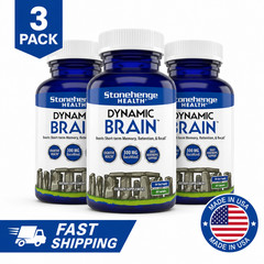 Pack of 3 Dynamic Brain Supplement 60 Capsules–Memory Focus Clarity,
