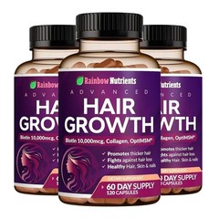 2 BOTTLES-Rainbow Nutrients Advanced Hair Growth-Hair,Skin &Nail Health Collagen