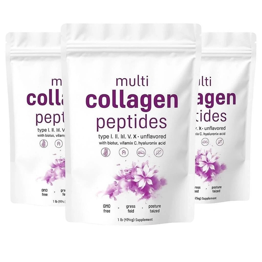 3 Hydrolyzed Multi Collagen Peptides Powder 1 lb PACK Protein Peptide