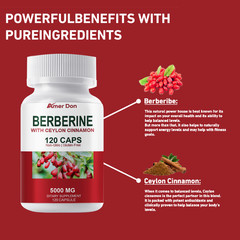 Berberine with Ceylon Cinnamon 5000mg For Heart Health & Immune 120 Capsules