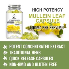 Mullein Leaf Capsules For Lung Cleansing & Detox Herbal Dietary Supplement 120pc