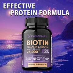 Biotin Collagen & Keratin 25,000mcg – for Hair, Skin, Nails, Bones &Joint