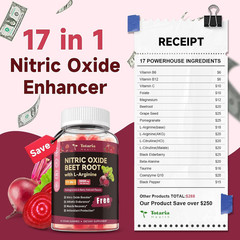 Nitric Oixde Booster Beet Root Gummies with L-Arginine, L-Citrulline, Grape Seed