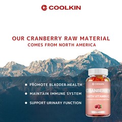 Cranberry Gummies – with VitaminC – UTI Support, Kidney and Bladder Health