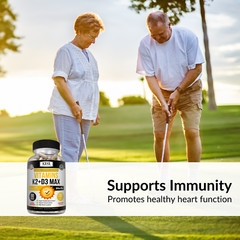 (2 Bottles) Vitamin K2 (MK7) D3 5000 IU Supplement, BioPerine Capsules, Immune