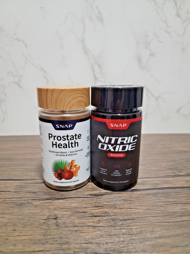 Snap Supplements Nitric Oxide Booster + Prostate Health Bundle Men 90ct Capsules