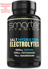 Smarter Electrolyte Capsules – Salt Pills with 1000mg 90 Count (Pack of 1)