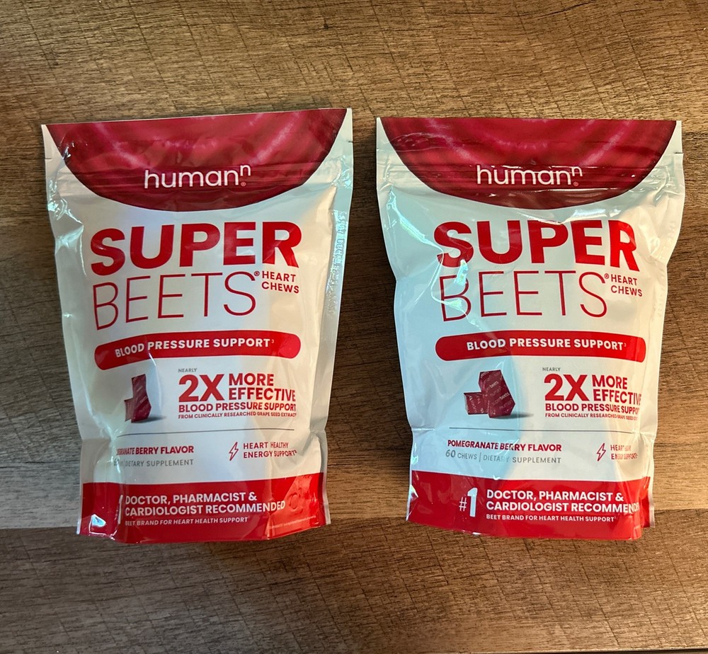 Human-N Super Beets Pomegranate Chews, 60 Count, Heart Chews. Best By 10/2025