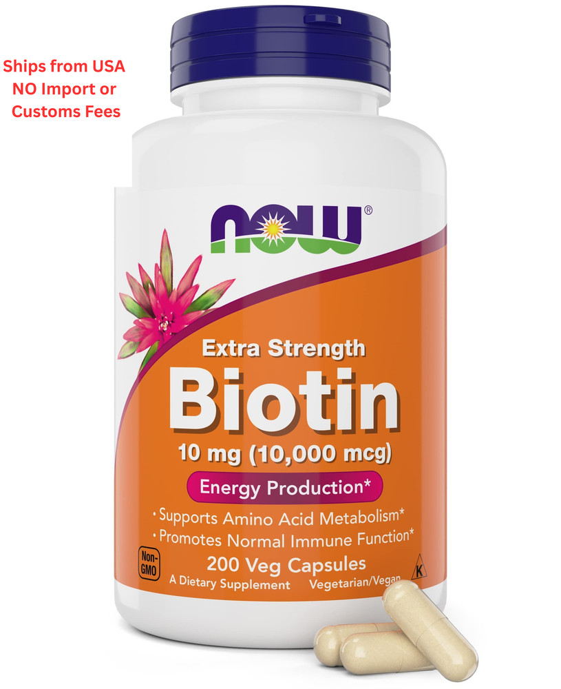 NOW Foods Extra Strength Biotin 10,000mcg / 10 mg – 200 200 Count (Pack of 1)