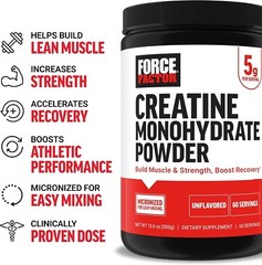 Force Factor Creatine Monohydrate Powder, 5 grams per serving, 60 Servings