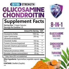 Capsulas Glucosamina con Condroitina Cúrcuma MSM De Triple Potencia 60 Cápsulas