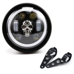 5.75″ Round LED Motorcycle Headlight Assembly, DRL High/Low Beam, Mounting Brack