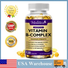 120pcs Vitamin B Complex Capsule B1 B2 B3 B5 B6 B7 B12 Folic Acid Biotin Energy