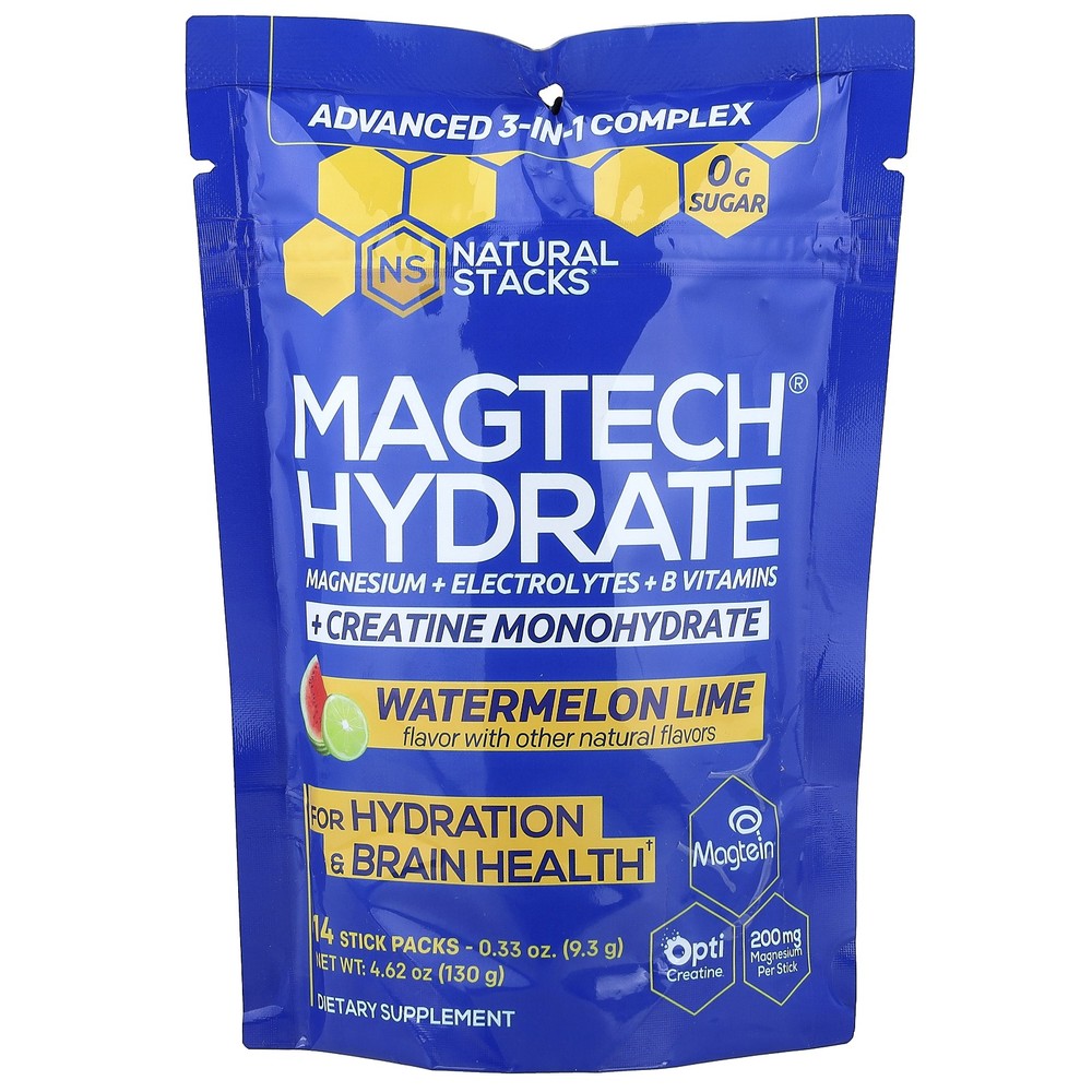 MagTech® Hydrate, Watermelon Lime, 14 Stick Packs, 0.33 oz (9.3 g) Each