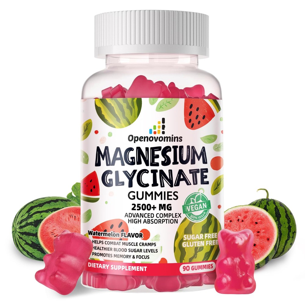 Magnesium Glycinate Gummies 2500mg – Sugar 90 Count (Pack of 1), Watermelon