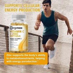 Vitamin C &Zinc Complex Supplement – Immune Support,Skin Health-120 Softgel